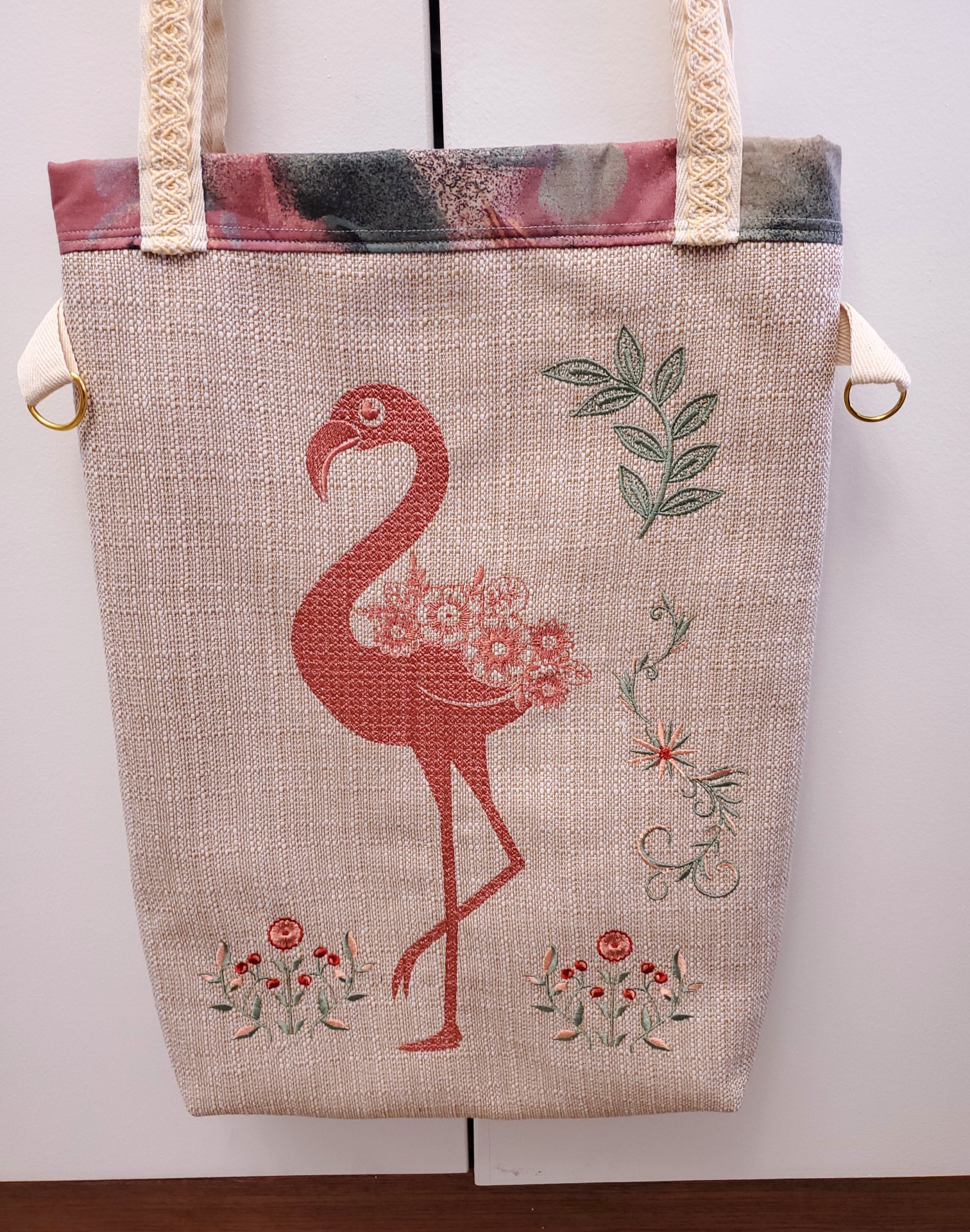 zentangle-flamingo-flower-tail-tote-Jen's-Bag-Jennifer-Wheatley-Wolf